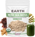 Organic Earth Irish Sea Moss Powder 8oz - Wildcrafted Sea Moss Organic with Bladderwrack & Burdock Root Powder - Thyroid, Digestion Support & Healthy Skin - USDA Certified Organic