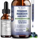 Potassium Magnesium Supplement Liquid Drops - Vitamin K 2 Potassium Supplement Complex Magnesium Glycinate Liquid Citrate Oil High Absorption Potasio Support Bone, Muscle, Leg Cramps, Blueberry