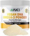 AKI Omega 3 DHA Micro Algae Powder Supplements - Plant Based Keto Vitamin - Alternative to Fish or Krill Oil - Vegan & Non-GMO (4.58oz/130g)