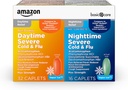 Amazon Basic Care Vapor Ice Day and Night Severe Cold and Flu Relief Caplets, Maximum Strength Medicine, Combo Pack, 48 Count