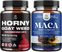Bundle of Horny Goat Weed with Tongkat Ali, Saw Palmetto & Panax Ginseng Extract for Stamina & Energy and Potent Black Maca Root Capsules with Siberian Ginseng Ashwagandha - Men’s Wellness Supplement