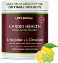 Life's Fortune L Arginine L Citrulline Supplement Powder - High Potency Nitric Oxide Supplement Booster with Natural Lemon Lime Flavor - Cardio Health, Blood Pressure and Vascular Support - 258g