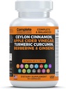 Ceylon Cinnamon Capsules with Berberine, Apple Cider Vinegar, Turmeric Curcumin, Ginseng, Zinc, Milk Thistle, Bitter Melon, Fenugreek & More