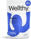 Wellthy Nightly Sleep Aid Gummies for Adults with Melatonin, Magnesium & Valerian Root Sleep Support Gummy to Promote Rest & Relaxation, Supports Hair, Skin & Nails (Blueberry)