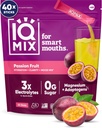 IQMIX Hydration Electrolyte Powder – 4-in-1 Formula for Hydration, Mental Clarity, Mood and Recovery – Sugar-Free Drink Mix, Keto, Magnesium L-Threonate, Lion’s Mane – 40 Count Passion Fruit