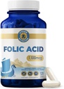 Vykee Nutrition Folic Acid Capsules - Supports Body Processes, Prenatal Health and Energy - Vitamin B9 Supplement for Women - Vegan, Non-GMO, Gluten Free - 1100 mcg, 120 Count