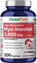 NusaPure Myo-Inositol - Suitable for Vegetarian/Vegan, Non - GMO - 2800mg, 200 Capsules