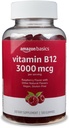 Amazon Basics Vitamin B12 3000 mcg, Normal Energy Production and Metabolism, Immune System Support, 100 Gummies (2 per serving), Pack of 2, Raspberry (Previously Solimo)