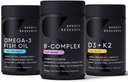 Sports Research Vitamin B-Complex - Full Spectrum of B Vitamins (Plant-Based Vegan-Friendly), Triple Strength Omega 3 Fish Oil & Plant Based Vitamin K2 MK7 + Vegan D3 5000iu