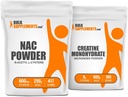 BulkSupplements NAC (N-Acetyl L-Cysteine) 250g + Creatine 500g Bundle