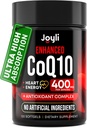 CoQ10 400mg Softgels - High Absorption Co Q10, 400mg Softgels for Heart Health & Energy Production - Enhanced Co Q 10 Supplement with Antioxidants and Flaxseed Oil - CoQ10 400 mg per Serving