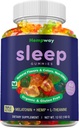 Hemp Sleep Gummies Triple Action | Promotes Healthy Sleep | Relaxes Body & Mind | Made in USA | 5mg Melatonin | 200mg Hemp | 10mg L-Theanine | 60 Organic Gummies