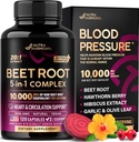 NUTRAHARMONY Beet Root 5-in-1 Complex Capsules - Healthy Blood Pressure Support Supplement** for Heart & Circulation Support - with Hawthorn Berry, Hibiscus & Garlic - Made in USA, 120 Capsules