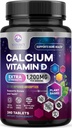 Calcium 1200 mg with Vitamin D3 - Bone Health Supplement, Vitamin D & Calcium Supplements for Women & Men - Bone Strength, Teeth & Immune Support, Nature's Calcium Pills, Bottled in USA - 240 Tablets