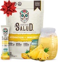 Salud 2-in-1 Hydration Packets + Immunity Electrolytes Powder, Pineapple - Agua Fresca Drink Mix, Elderberry, Dairy & Soy Free, Non-GMO, Gluten Free, Vegan, Low Calorie, 1g Sugar (15 Servings)