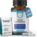 Triple Magnesium Supplement, 235mg, Dimagnesium Malate, Citrate, Lysinate Chelate, 60 Capsules, Supports Sleep, Muscle Relaxation, Bone & Heart Health, Energy & Nerve Function, USA Made