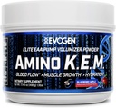 Evogen Amino K.E.M. - EAA & BCAA Powder Pump Volumizer | BCAAs Amino Acids Supplement for Blood Flow, Muscle Growth, & Hydration | Blueberry Apple | 30 Servings