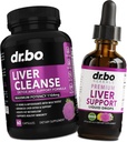 Liver Cleanse Detox Support Capsules & Drops - Organic Liver Support Supplement Liquid Milk Thistle Dandelion, Chanca Piedra Extract, Artichoke Leaf - Health Formula Herbal Vita Drops 2oz