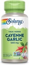 SOLARAY Cayenne Garlic 540 mg - Cayenne Pepper and Garlic Supplements with Capsaicin - Supplying 40,000 Heat Units - Non-GMO Project Verified, Vegan, 60-Day Guarantee - 100 Servings, 100 VegCaps