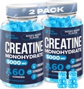 5000mg Creatine Monohydrate Gummies Formula for Men and Women Ultimate Muscle Builder, Energy Booster & Pre-Workout Supplement (2 Pack)