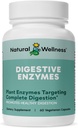 Natural Wellness Digestive Enzymes – Comprehensive Enzyme Blend for Healthy Digestion, Nutrient Absorption & Relief from Gas, Bloating & Indigestion – 60 Vegetarian Capsules