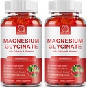 2 Pack Magnesium Glycinate Gummies for Women & Men - Calcium Gummies, Magnesium Supplement Complex with Malate, Potassium - Sugar Free