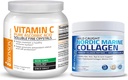 Bronson Marine Collagen Peptides Hydrolyzed Protein Powder 100% Wild Caught Nordic Cod Vitamin C Powder Pure Ascorbic Acid Soluble Fine Non GMO Crystals