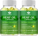 (2Pack) Hemp Oil Capsules - 60,000 Maximum Strength, Immune Support, Focus Calm, Relaxation, Mood, Rich in Omega 3, 6, 9 Fatty Acids - 90 Capsules