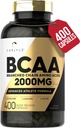 Carlyle BCAA Capsules | 2000mg | 400 Powder Pills | Amino Acids Supplement Blend | for Women and Men | with L-Isoleucine, L-Leucine, L-Valine | Non-GMO and Gluten Free