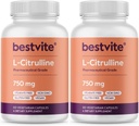 BESTVITE L-Citrulline 750mg per Capsule (240 Vegetarian Capsules) (120 x 2) - No Stearates - No Silica - No Fillers - Non GMO - Gluten Free - Vegan