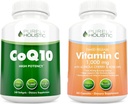 Purely Holistic CoQ10 100mg + Vitamin C 1000mg with Rosehip & Acerola Cherry Bioflavonoid - 120 Softgels & 365 Capsules Bundle - Made in USA