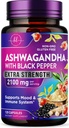 Ashwagandha 2,100 mg - Ashwagandha Supplements for Women in Veggie Capsules with Powder & Root Extract, Black Pepper for High Absorption, Plant Based, Non-GMO, Bottled in the USA - 120 Veggie Capsules