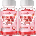 Magnesium Glycinate Gummies 1000mg - Sugar Free Magnesium Potassium Supplement with Vitamin D, B6, CoQ10 for Calm Mood & Sleep Support - 120 Strawberry Gummies 2 Pack