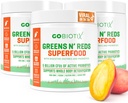 GOBIOTIX Greens Powder - Superfood with Greens and Reds - Probiotic Supplement - Digestive Enzymes and Beet Root Powder - Organic Whole Foods Dietary Supplement (Mango, 3 Pack)