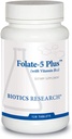 Biotics Research Folate 5 Plus High Potency Folate with B12, Methyl Support, 5 Milligram Natural and Whole Food Form of Folate, 18mcg B12, Pregnancy Nutrition, Energy Support, Healthy Skin, 120 tabs