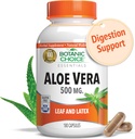 Aloe Vera- Leaf and Latex, Digestive, Liver, Stomach health-Contains Amino Acids, Vitamins, Minerals, Enzymes- 500mg-Gluten Free, Non-GMO-180 capsules