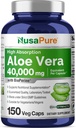 NusaPure Aloe Vera 40,000mg Per Veggie Caps - 150 Count - Aloe Vera Gel Supplement - Extract 200:1, Vegetarian, Non-GMO, Bioperine