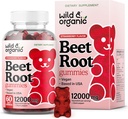 Wild & Organic Beet Root Gummies 12000 mg - Red Beets Supplements for Women and Men with Beetroot Powder - 60 Pectin-Based Chews
