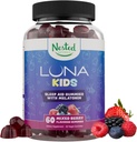 Nested Naturals Luna Kids Sleep Gummies - Non-Habit Forming Kids Melatonin Gummy with Valerian Root, Chamomile, and Lemon Balm - Children's Melatonin Sleep Aid - Mixed Berry, 60 Vegan Gummies