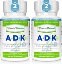 Power By Naturals ADK Vitamin Supplement: Vitamin A, Vitamin D3 5000 iu, and Vitamin K2 MK-7, Support Bone Health Vitamin ADK Supplement, Pure Vitamin D3 K2 MK7 & A, Pack of 2 (60 Capsules Each)