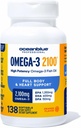 Oceanblue Professional Omega-3 2100mg Fish Oil Supplement – Triple Strength, High Potency EPA, DHA & DPA – Burpless, Wild-Caught, Natural Orange Flavor – 138 Count (Pack of 1)