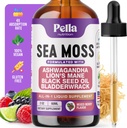 Sea Moss and Ashwagandha Liquid Supplement - Infused with Lion's Mane, Black Seed Oil, and Bladderwrack - Vegan, Easy-to-Mix Formula - Supports Antioxidant Activity & Immune Health (Mixed Berry, 60mL)