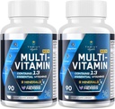 Multivitamin for Men 50+ with Methylated B12 & Folate, Omega-3 & CoQ10 – Fermented Herbal Blend, 43 Vitamins & Minerals – Supports Brain & Memory, Energy, Bone & Immune Health - 180 Capsules