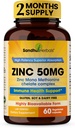 Sandhu Herbals Zinc 50mg Supplement for Men & Women| High Absorption Zinc Monomethionine Complex 60 Capsules| Supplements for Immune, Acne & Antioxidant Support| Vegetarian