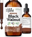 Wild & Organic Black Walnut Tincture - Cleanse Detox with Black Walnut Hull Extract - Herbal Supplement for Gut Detox Cleanse and Digestive Well-Being - Vegan, Sugar & Alcohol-Free - 2 fl oz