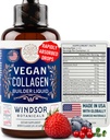 Vegan Collagen Builder Liquid - Vitamin C, Biotin, Hyaluronic Acid & Amino Acids Sugar Free Vegeterian Collagen Booster - Organic Fruit & Vegetable Blend - Hair & Nail Growth, Skin Health - 2oz, 30Day