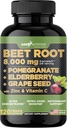Gade Nutrition Beet Root Capsules Concentrated | Extra Strength Beetroot Extract Formula | Elderberry with Vitamin C and Zinc, Pomegranate, Grape Seed |Made in USA