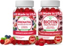 Lunakai Prenatal and Biotin Gummies Bundle - Pregnancy Multivitamin Gummy with Iron & Folic Acid - Hair Skin and Nails Growth Supplement with Vitamin C and E - 30 Days Supply