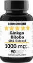 MONOHERB Ginkgo Biloba Extract 1000 mg - 90 Vegetarian Capsules