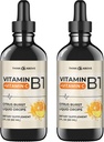 Vitamin B1 + Vitamin C Liquid Drops - Energy & Immune Support Supplement - 2 fl oz (60 ml) Pack of 2 - Fast Absorption, Easy-to-Use